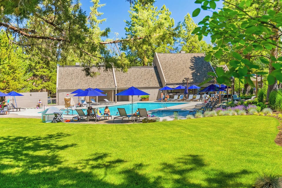Seasonal outdoor pool, pool umbrellas, sun loungers