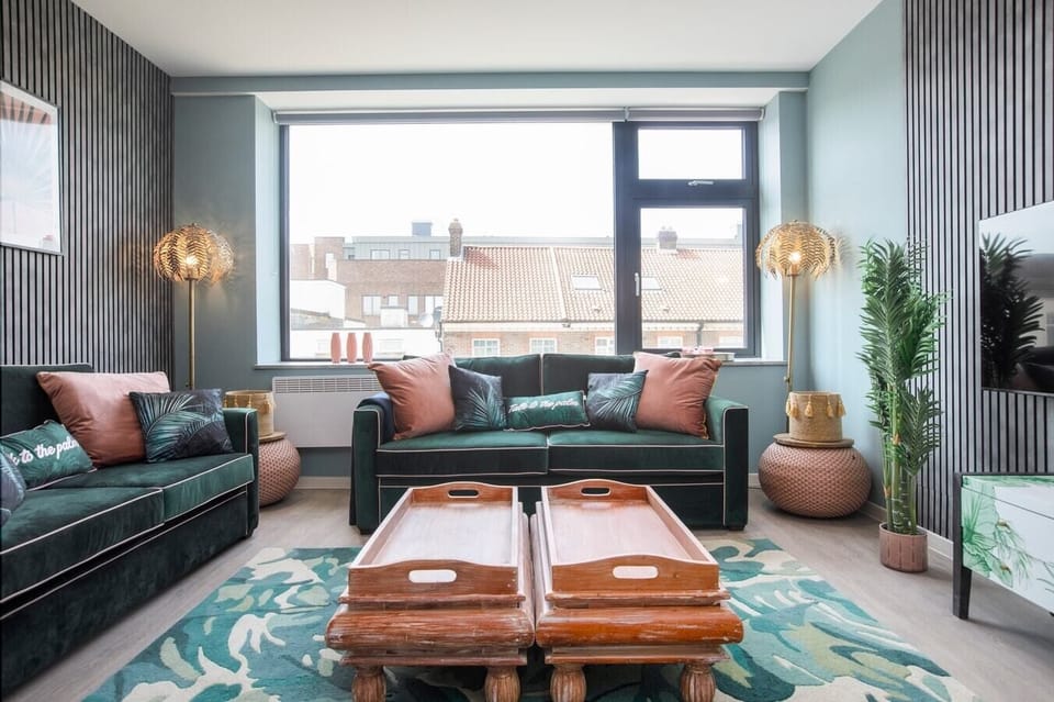 Integrated living and kitchen spaces in an open layout.