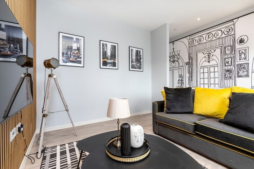 Integrated open-layout living room and bedroom space.