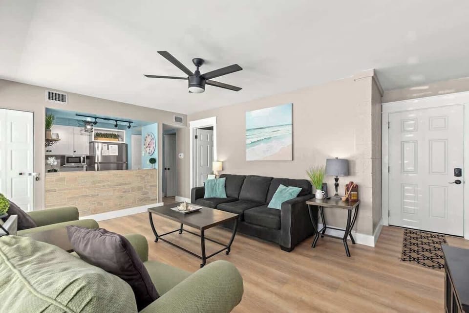 Our living room includes a comfortable Queen sleeper sofa.