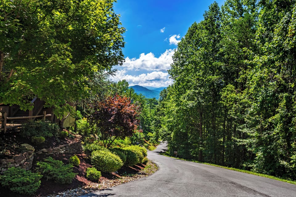 Gorgeous mountain views from the top of the driveway.