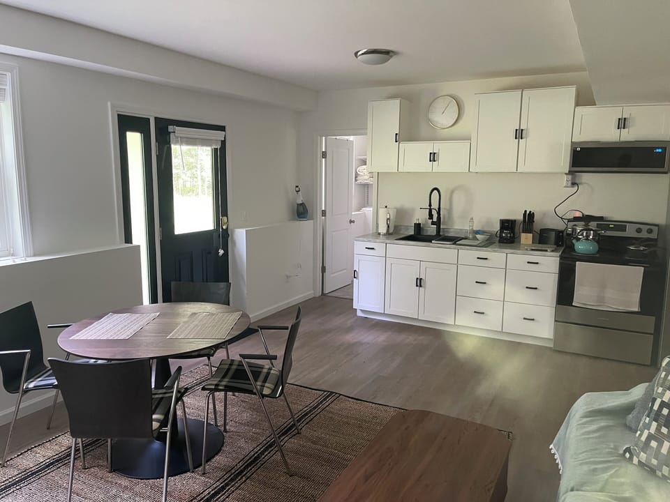 Kitchen with Full Set of Dishes, Pots & Pans.