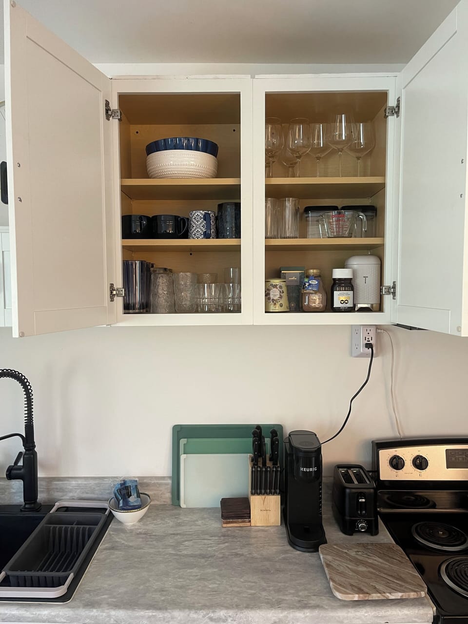 Dishes, storage containers, and Tea.