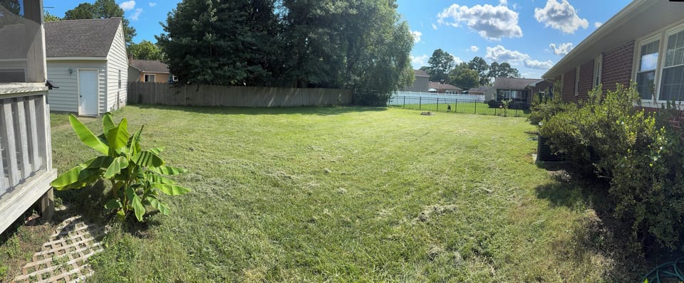Fully fenced in backyard