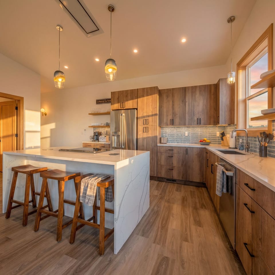 Gourmet Kitchen: Stunning design with modern appliances and ample seating for delightful meals!