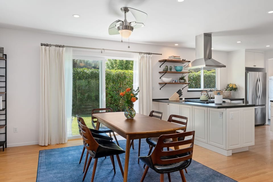Dining room accommodates 6 place settings