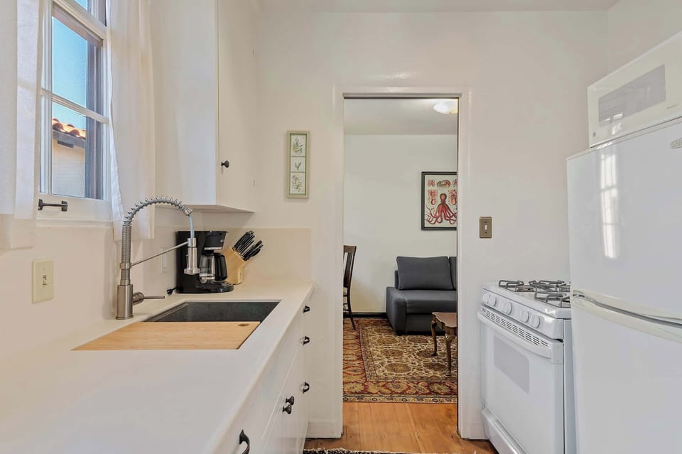 Full kitchen with coffee maker