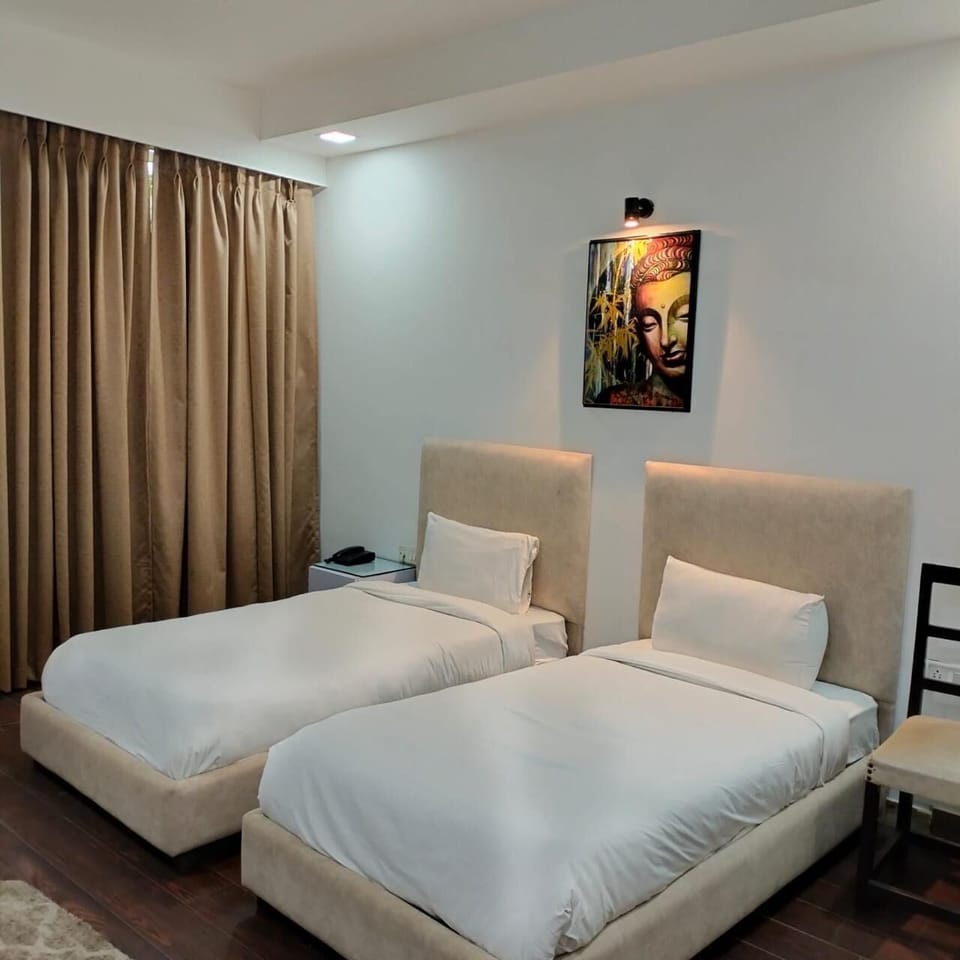 Premium bedding, individually furnished, desk, laptop workspace