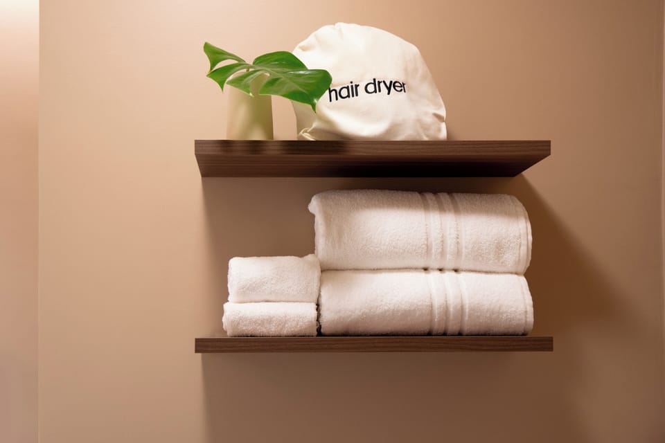 Basic Double Room, Park View | Bathroom | Shower, hair dryer, bidet, towels