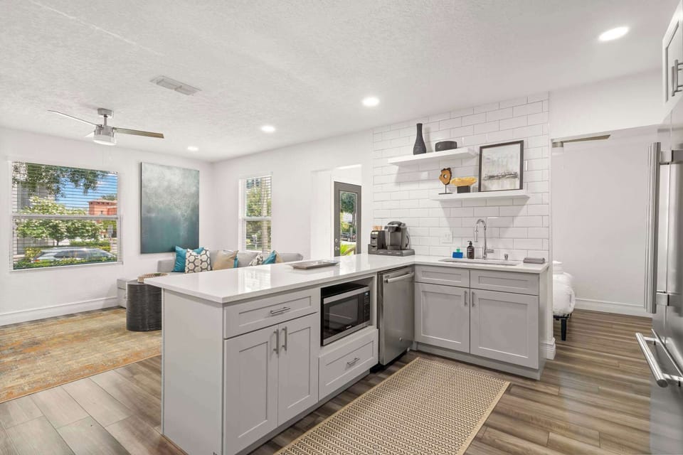 Open Concept Kitchen with Microwave and Dishwasher!