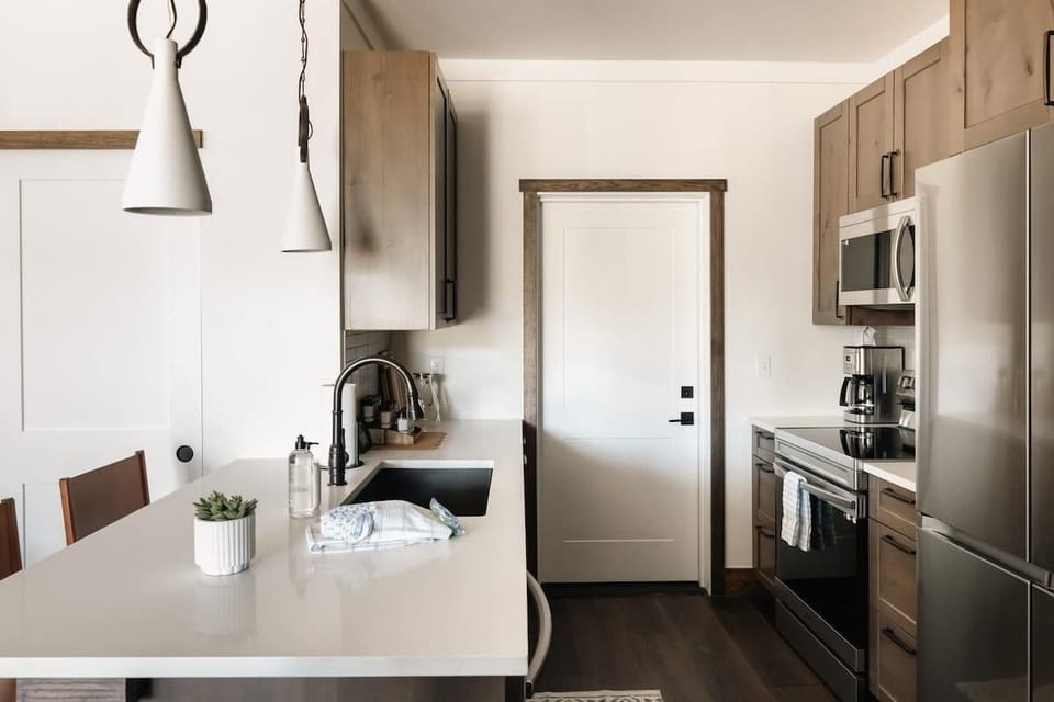 Kitchen with attached garage access