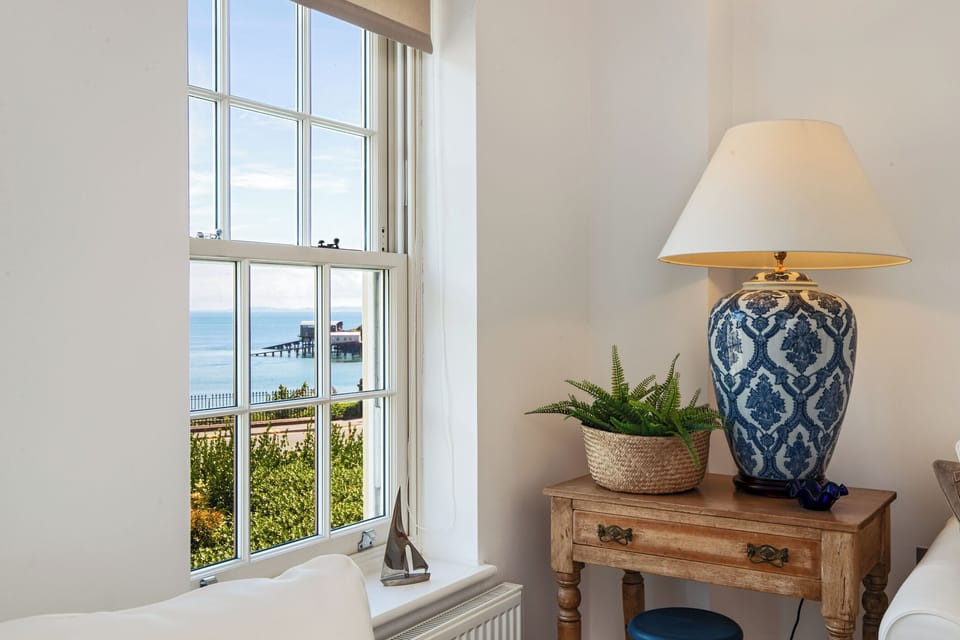 Seafront property, parking, close to town