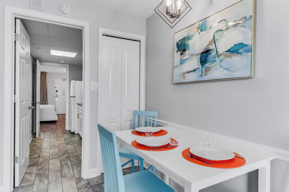 Enjoy family dinners with an ocean breeze in our cozy dining space!