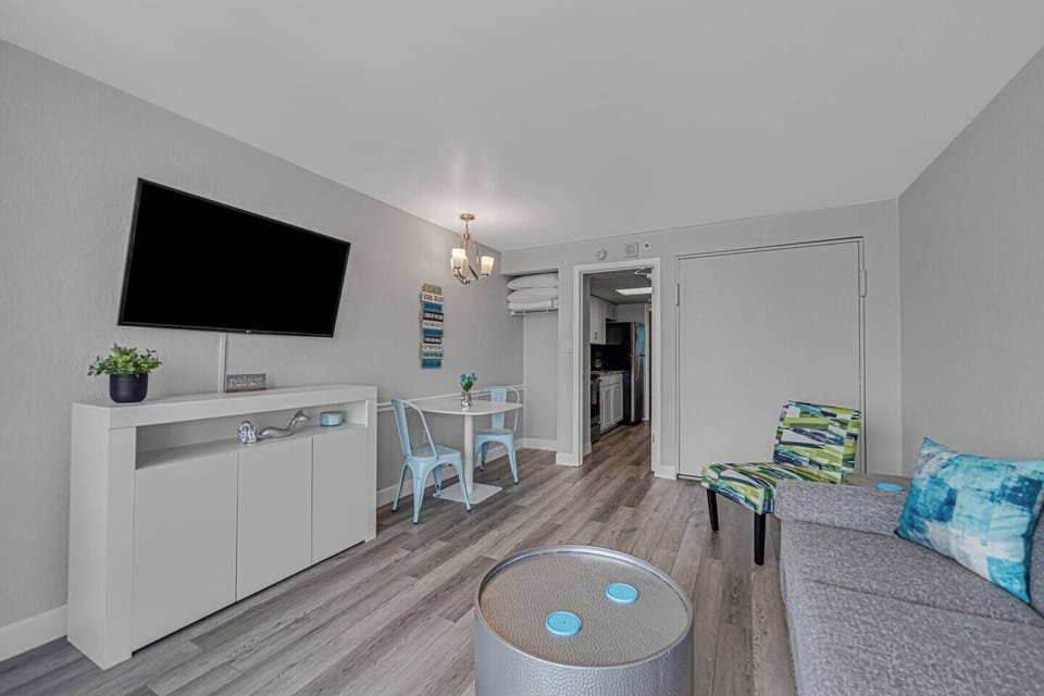 This living space features a bright minimalist interior