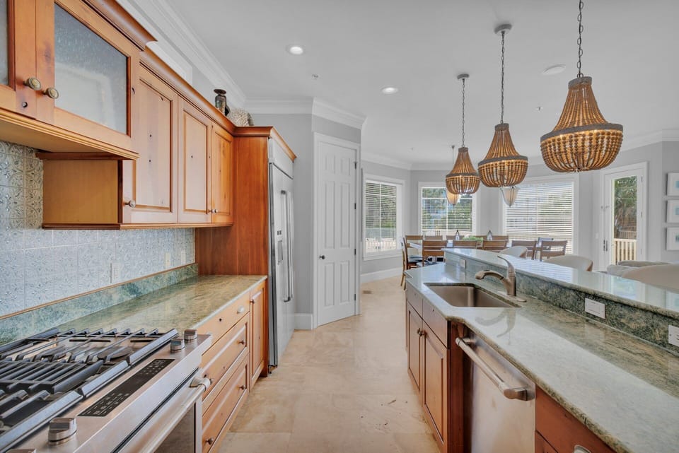 Brand new stainless appliances  with gas range and granite countertops