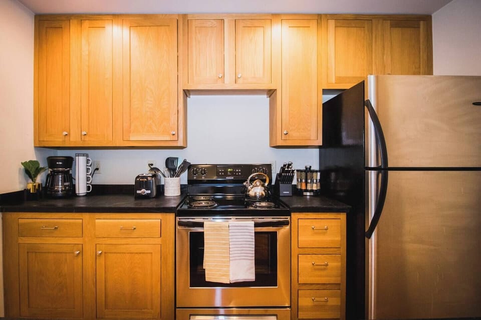 Fully stocked kitchen with everything you could need. 