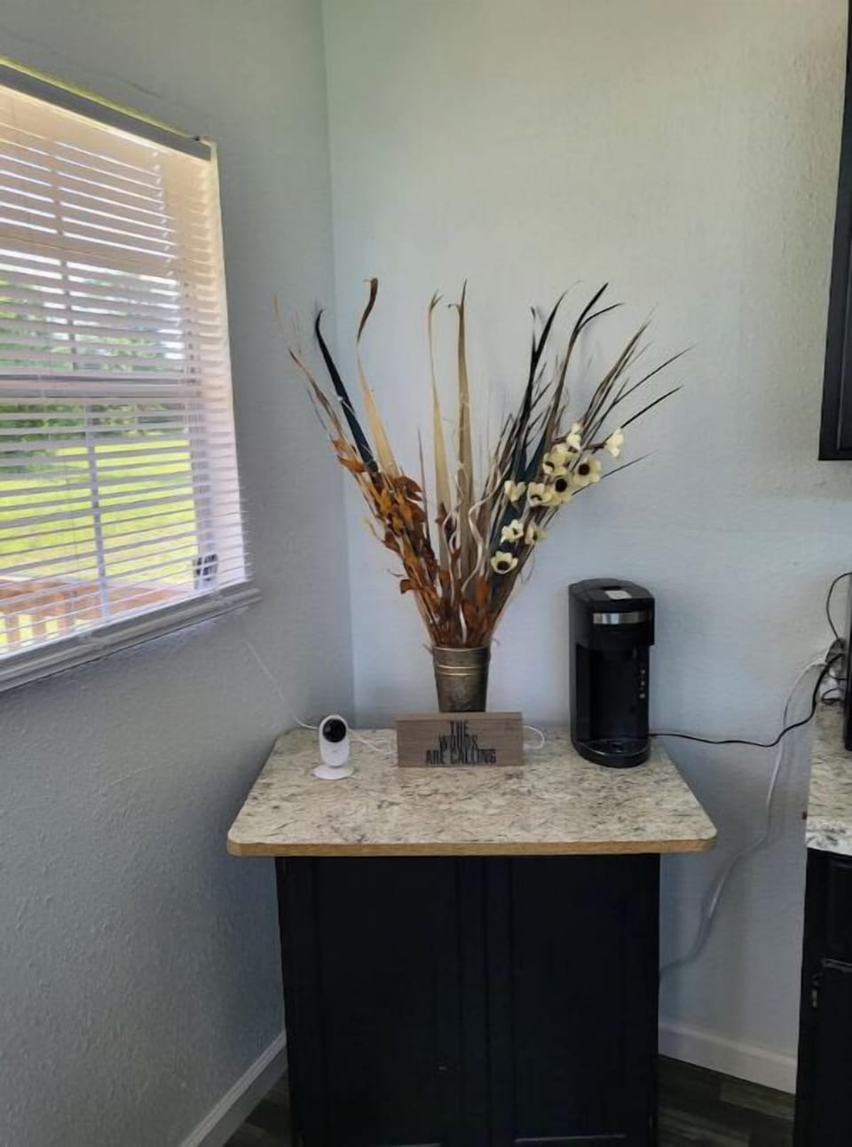 Coffee maker,dishes, and pots are provided