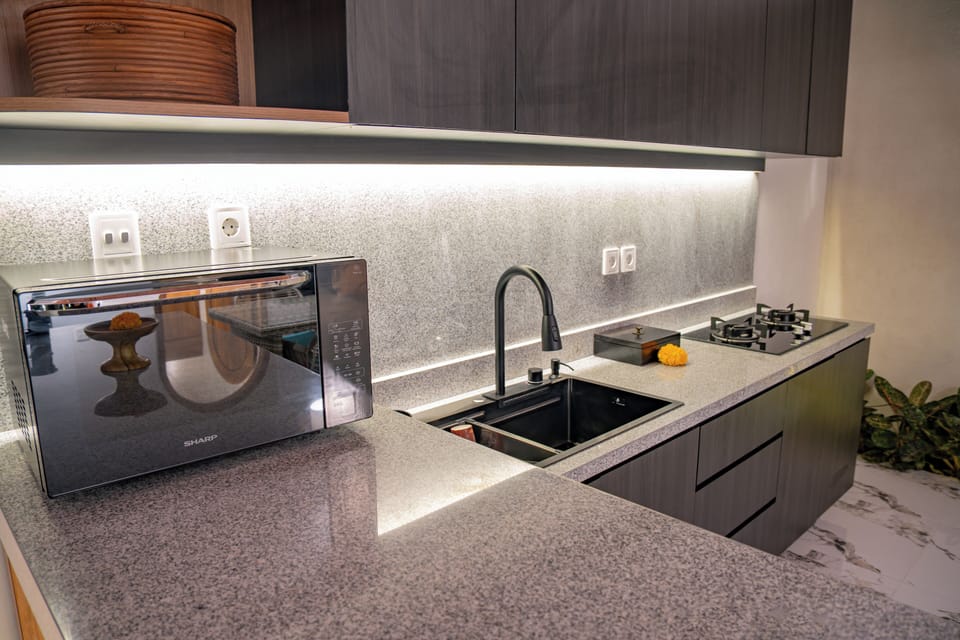 Villa, 2 Bedrooms, Pool View | Private kitchen | Full-size fridge, microwave, stovetop, cookware/dishes/utensils