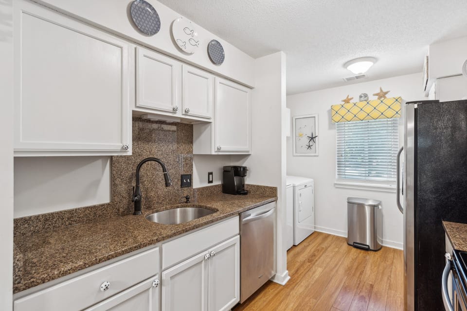 Brand new stainless appliances and granite countertop, Everything necessary to cook and serve basic meals, Drip and Keurig coffee makers