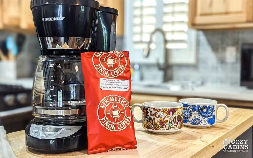 Try New Mexico`s classic pinion coffee, compliments of Cozy Cabins.