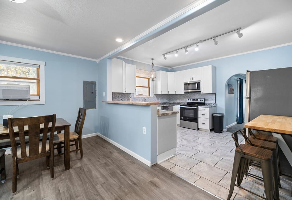 Dining room with three bars