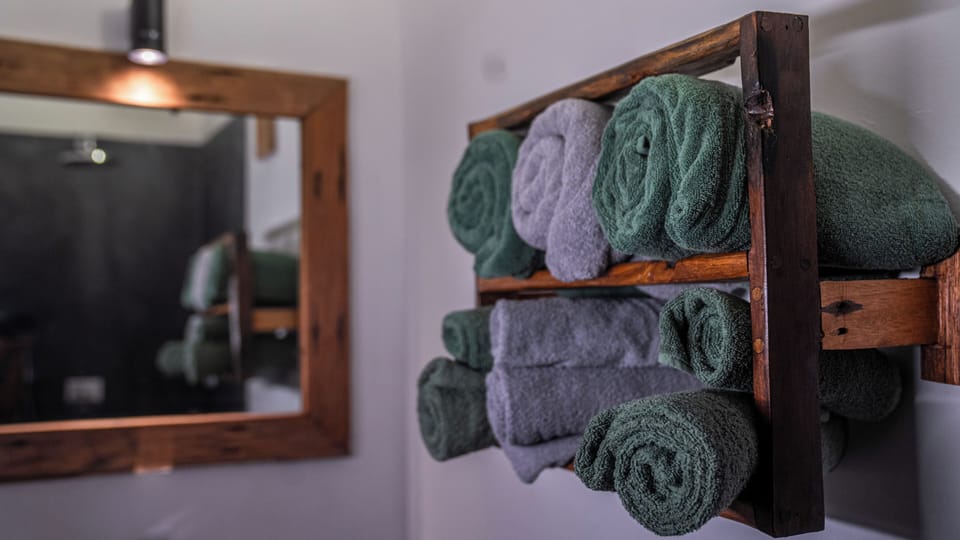 Deluxe Double Room, Garden View | Bathroom | Shower, hair dryer, bathrobes, slippers