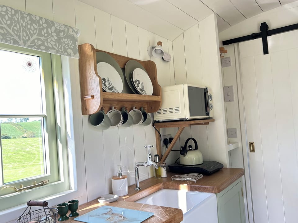 Cabin | Private kitchen | Microwave, stovetop, electric kettle, toaster