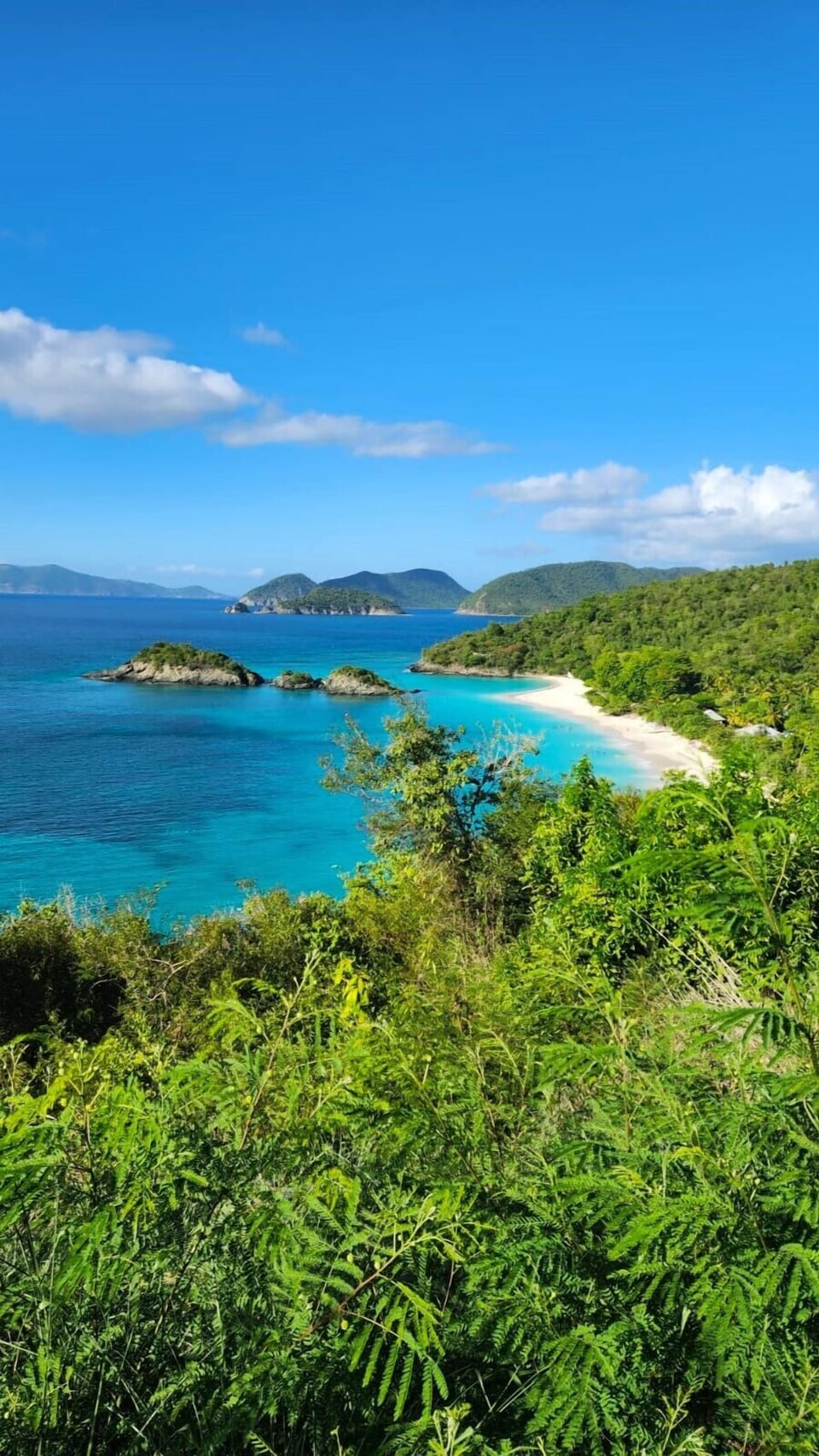 Trunk Bay is a 15 min drive away.