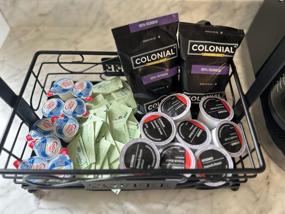 complementary starter kit for the coffee bar. 