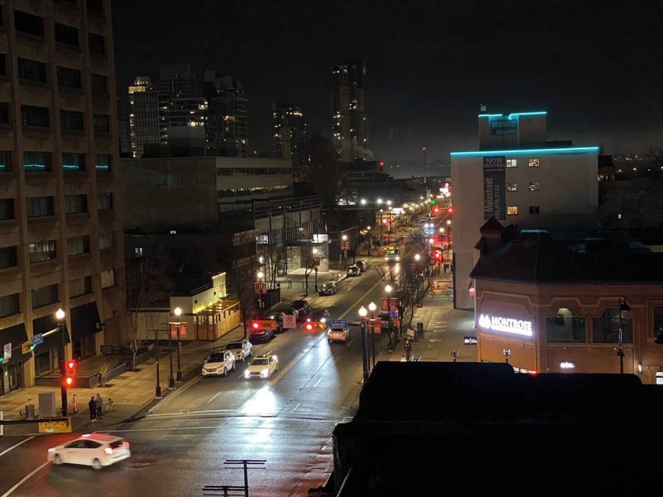 Stunning view of Calgary’s skyline at night with twinkling lights and city energ