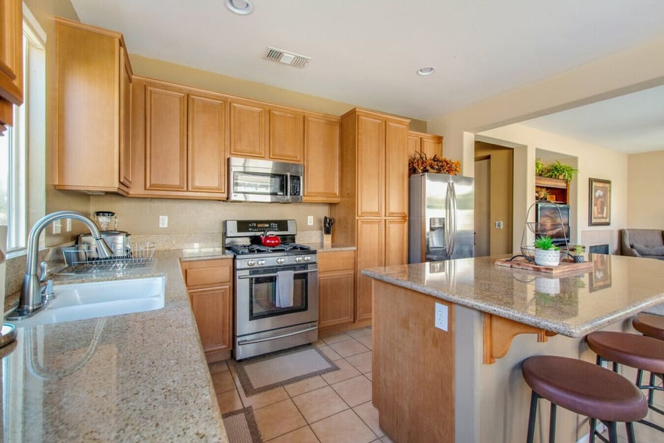 Fully stocked kitchen with modern appliances