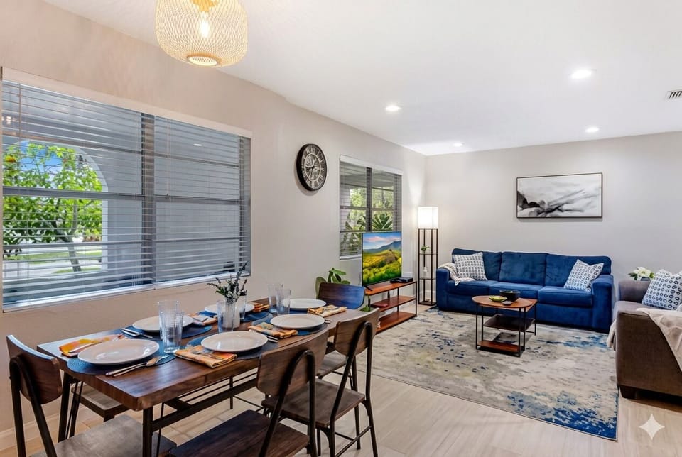 Dining room with view of living room