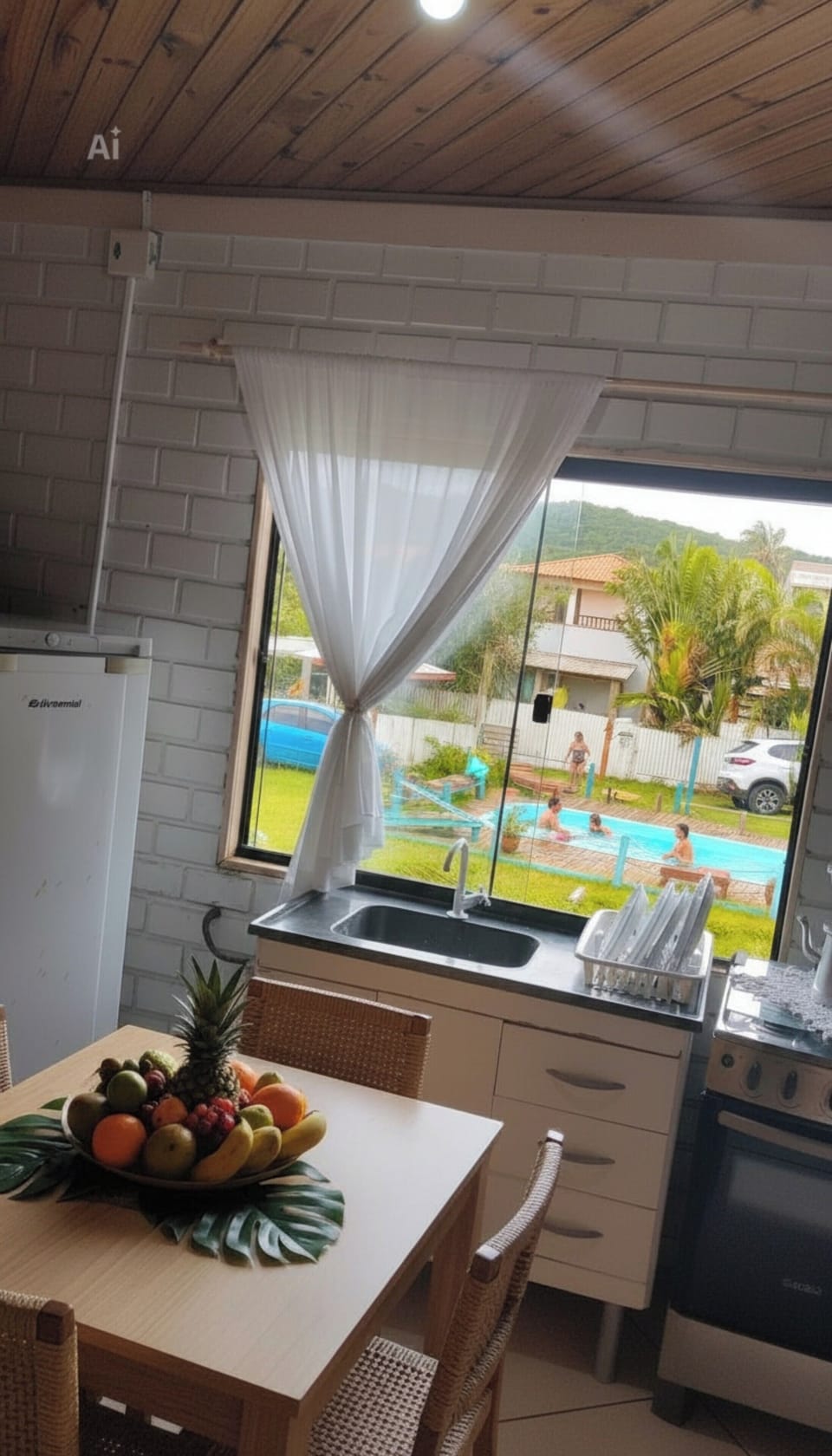 Economy Triple Room, 1 Bedroom, Kitchen, Pool View | Private kitchen