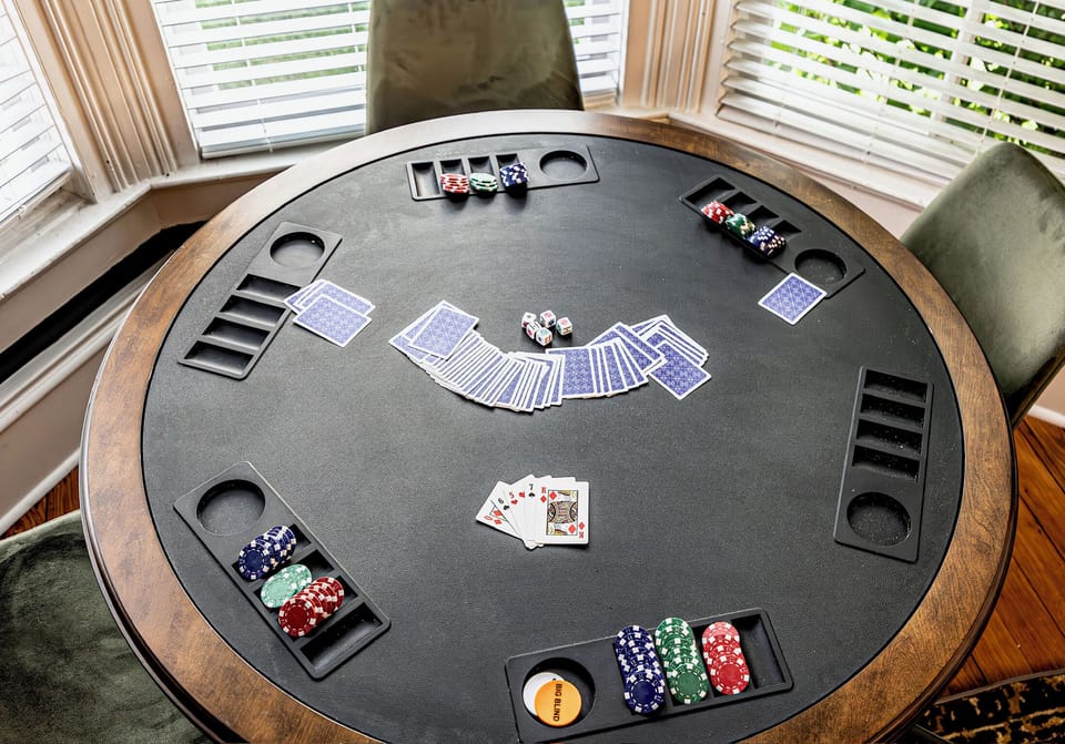 A poker/game table to enjoy a little friendly competition