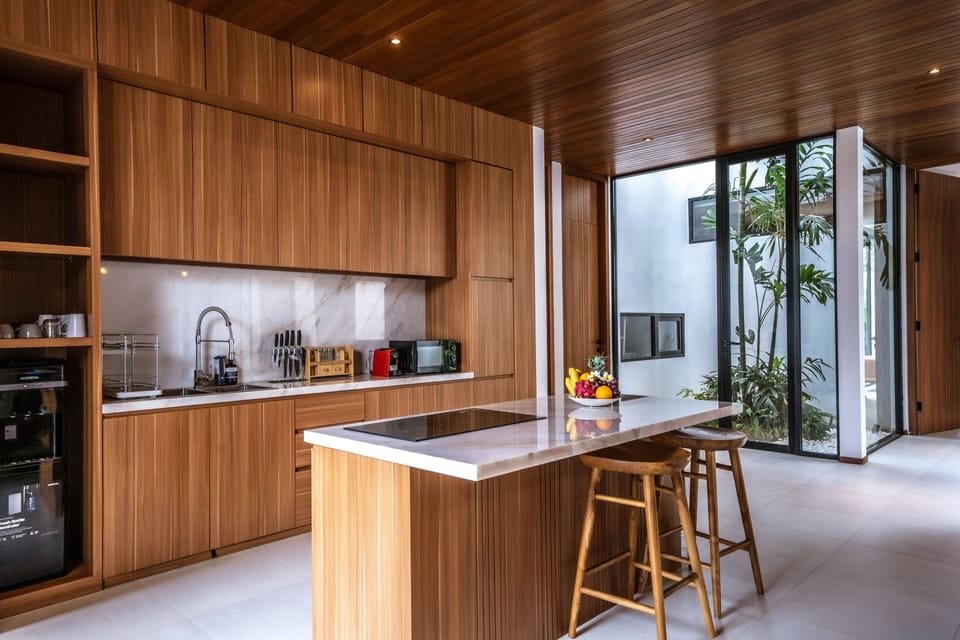 Villa, 3 Bedrooms, Pool View | Private kitchen | Fridge, microwave, stovetop, electric kettle