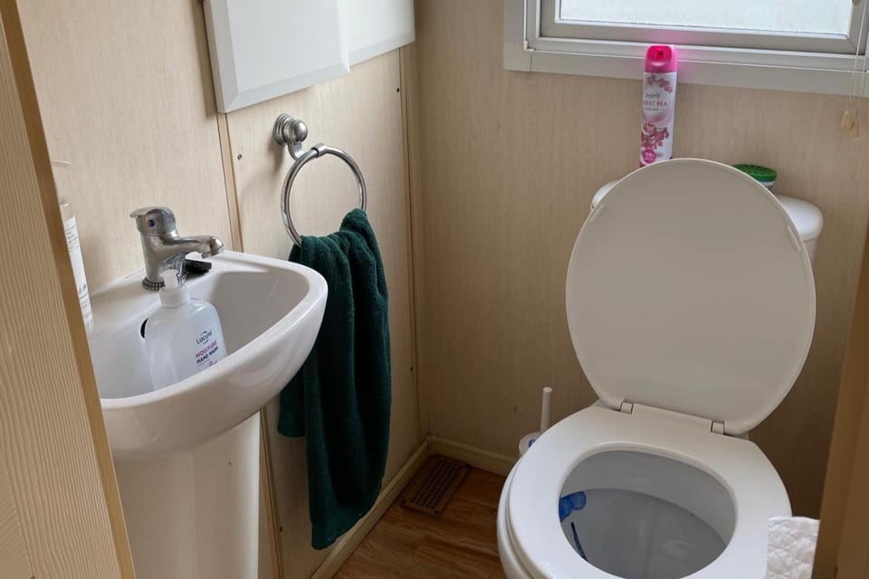 Shower, free toiletries, hair dryer, toilet paper