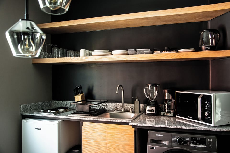 Family Apartment | Private kitchen | Fridge, microwave, oven, stovetop
