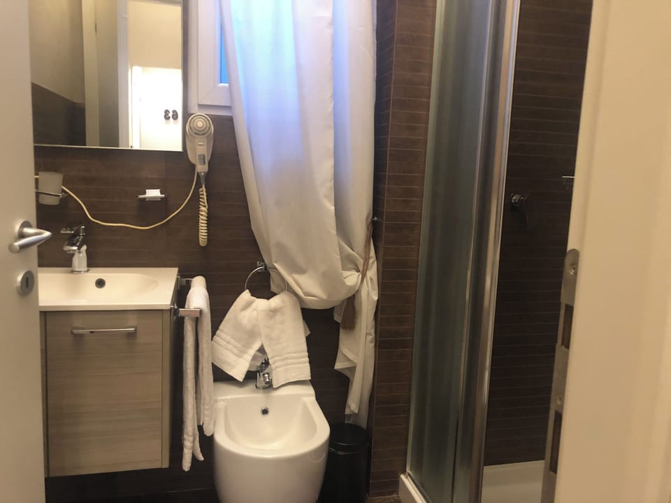 Double Room | Bathroom | Shower, hair dryer, towels, soap