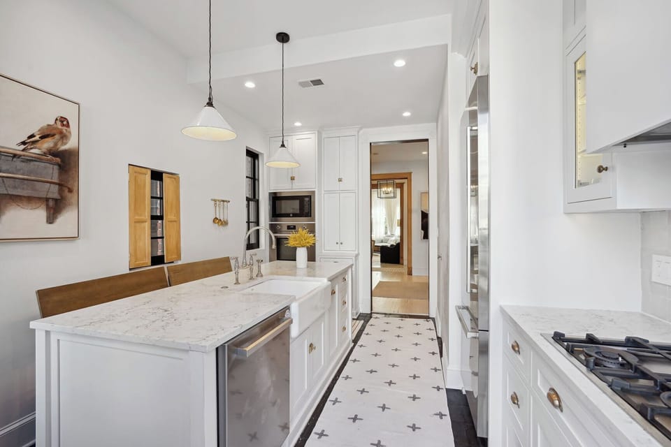 Full size fridge, dishwasher, stove, oven, and microwave included!