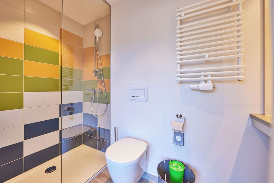 Double Room | Bathroom | Shower, hair dryer, towels, soap