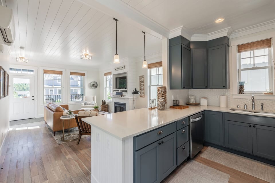 The fully equipped kitchen is designed for effortless meals and memories