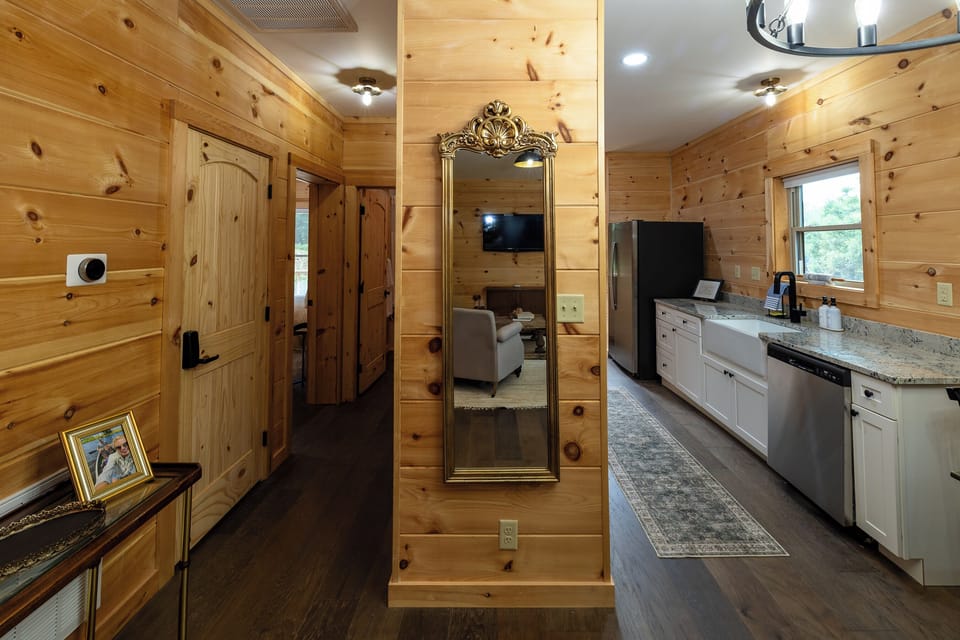 full length mirror off of living & dining areas