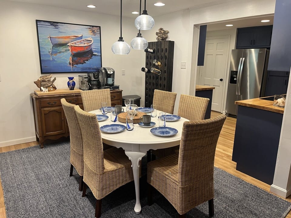 2nd dining area with water views and renovated kitchen.  Coffee/Tea station