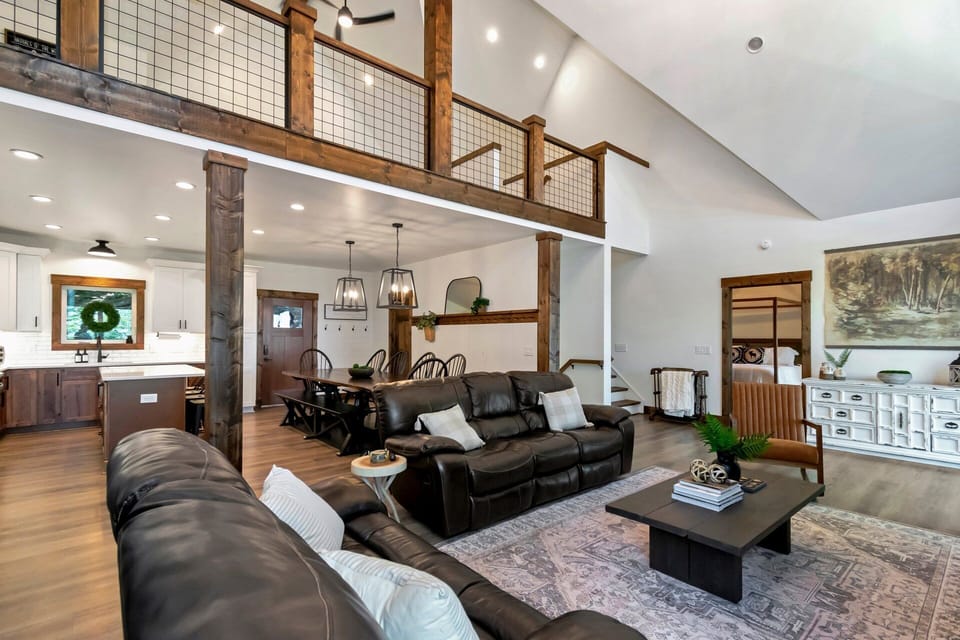 Open floor plan main level with access to both master suites