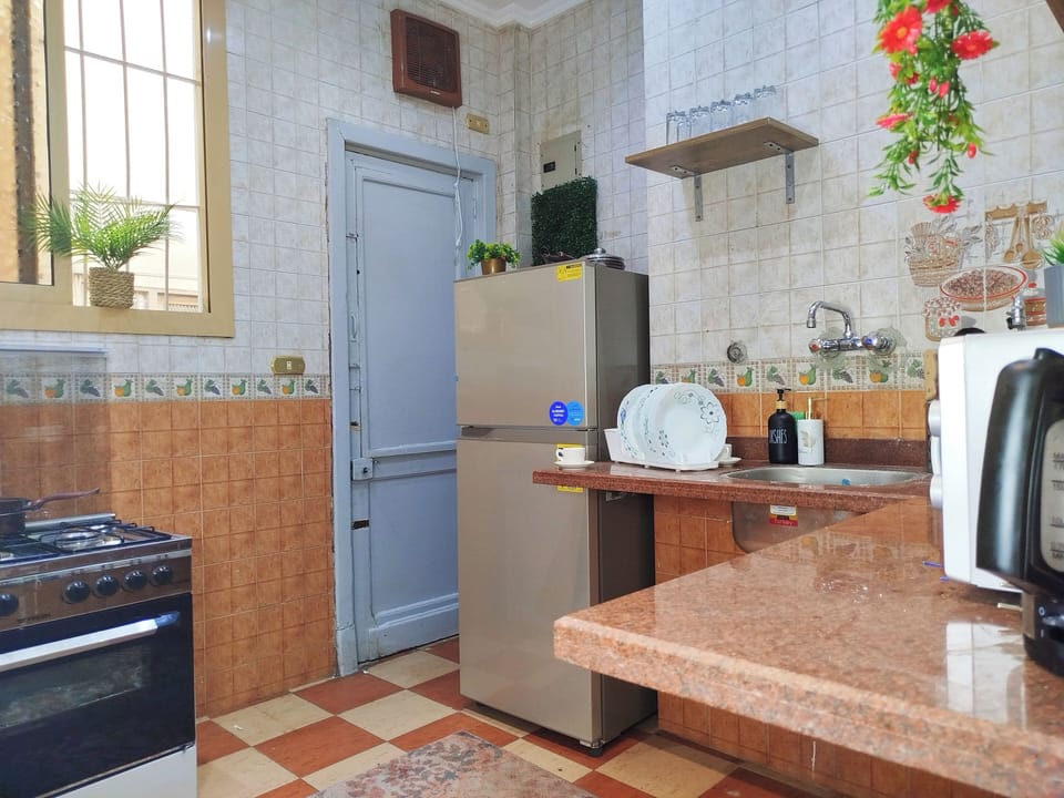 Full-size fridge, microwave, oven, stovetop