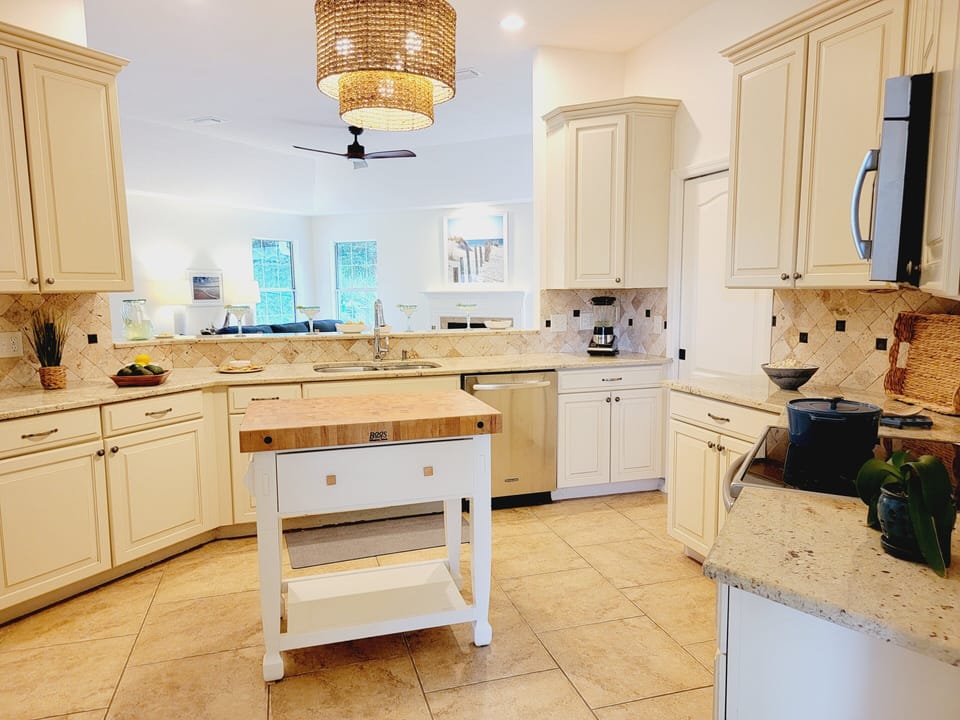 Fully stocked kitchen has everything needed for entertaining