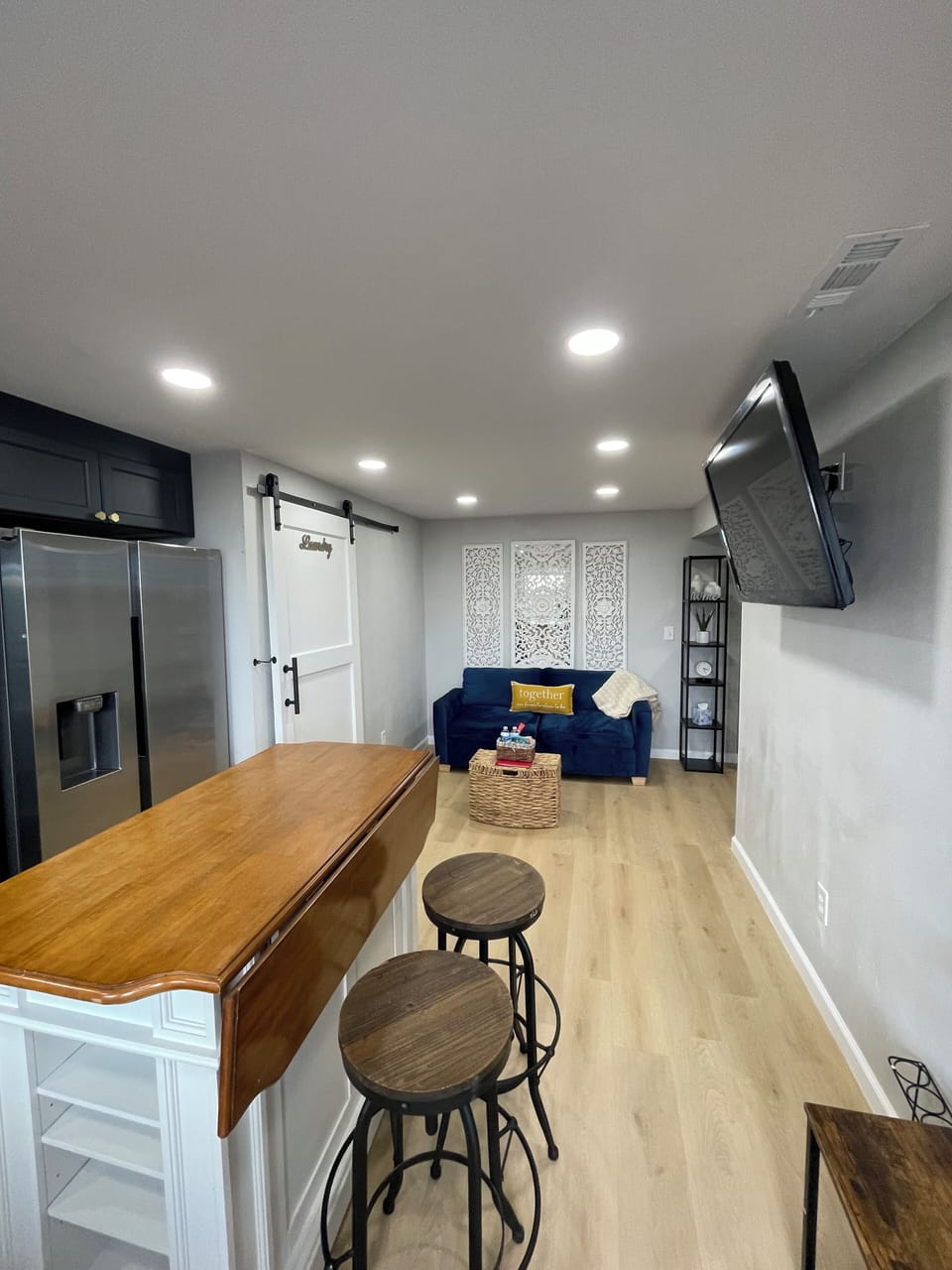 Living room with full size sofa bed