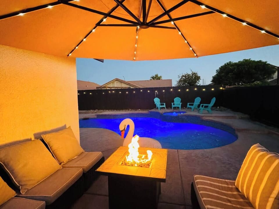 Experience the ultimate relaxation at our private pool, and take full advantage of the cozy warmth provided by the fireplace.
