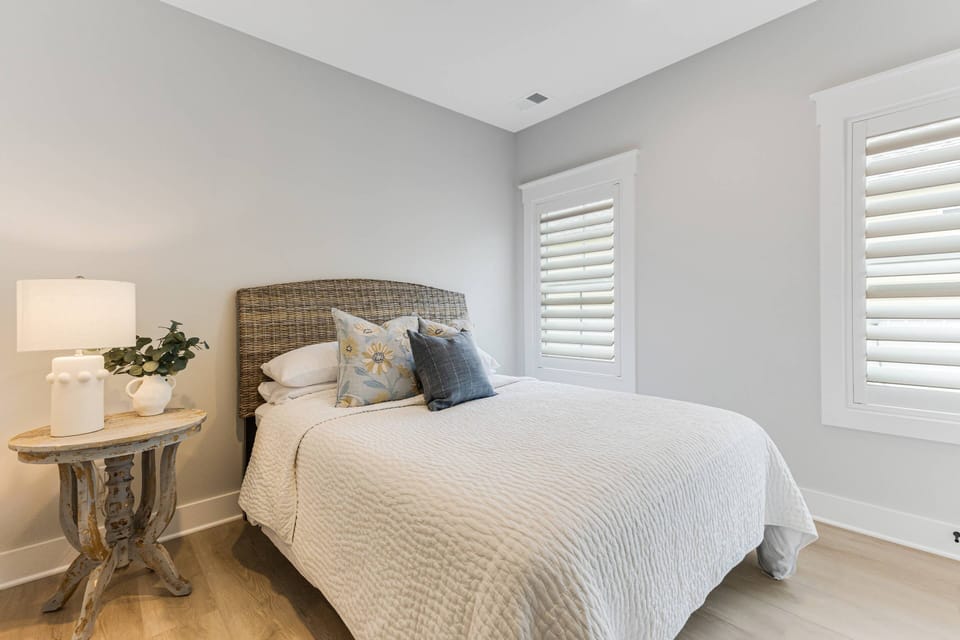Slip into a peaceful night's sleep in our cozy bedroom.