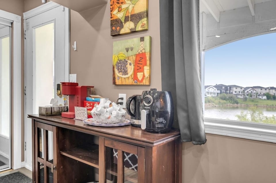 Coffee, tea, and beverage station. 